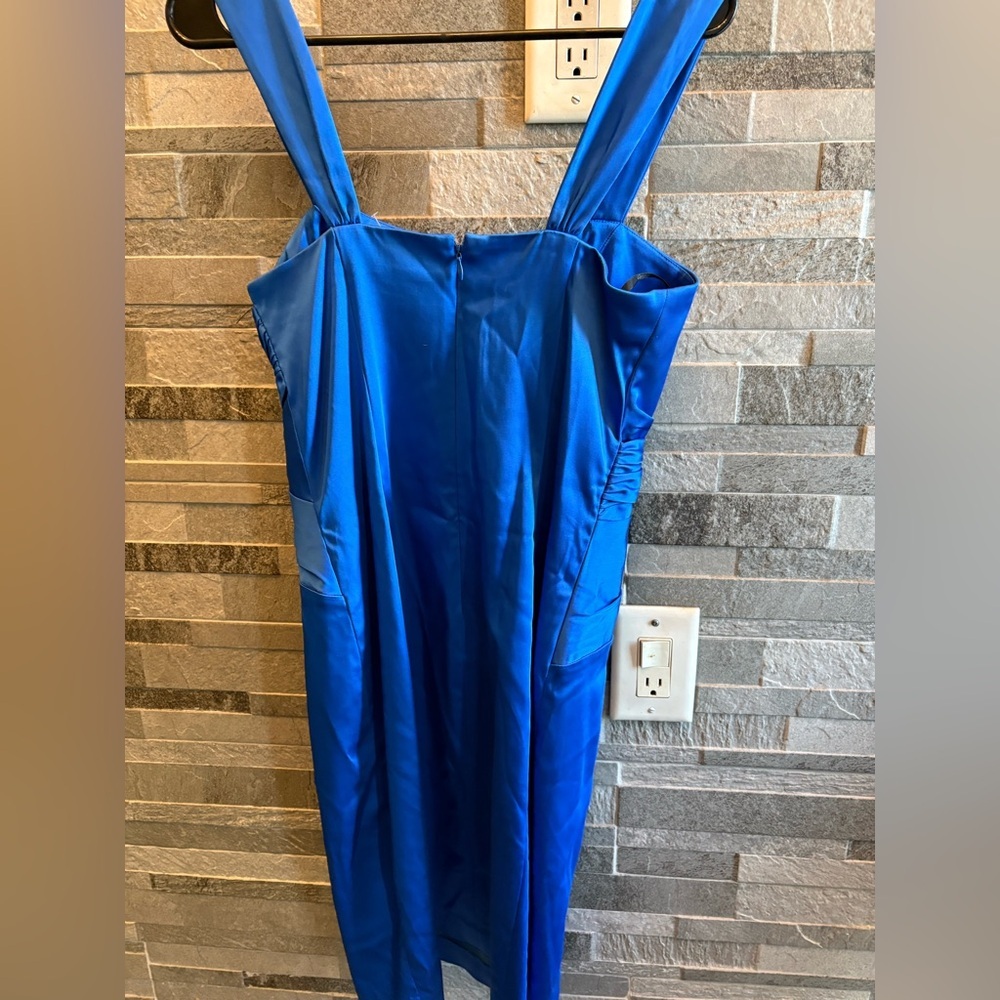 Royal Blue Satin Cocktail Dress - Picture 2 of 5
